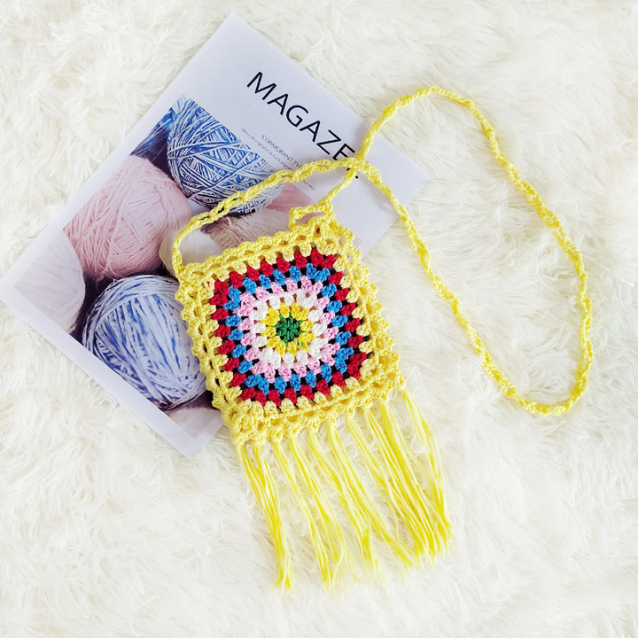 Lune London crochet pom pom shoulder bag for women