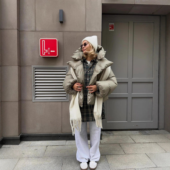 Women Fashionable and Warm Down Jacket with Removable Hood Insert Lune London