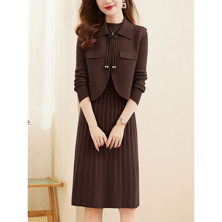Ladies' knitted dress with combined blazer design and fine ribbed structure Lune London