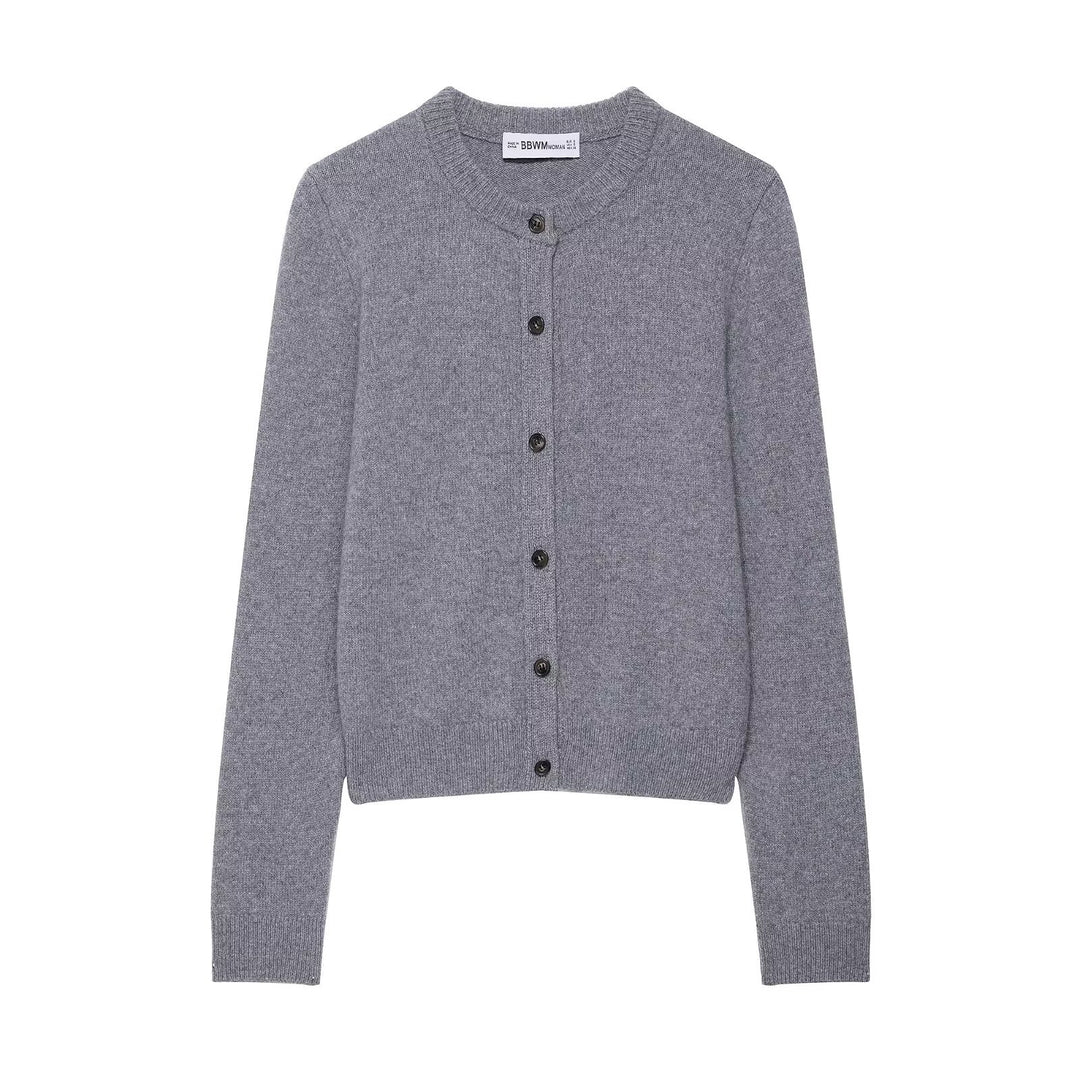 Women's knitted jacket with button placket and classic round collar Lune London