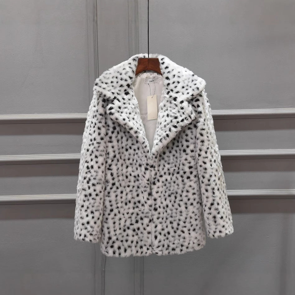 Luxury faux fur leopard print jacket for women Lune London