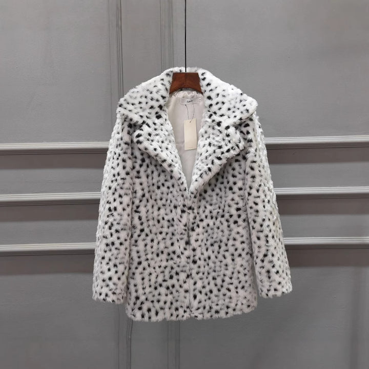 Luxury faux fur leopard print jacket for women Lune London