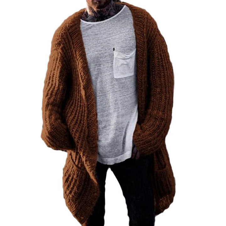 Men's oversized knit cardigan with plunging neckline and structured design Lune London