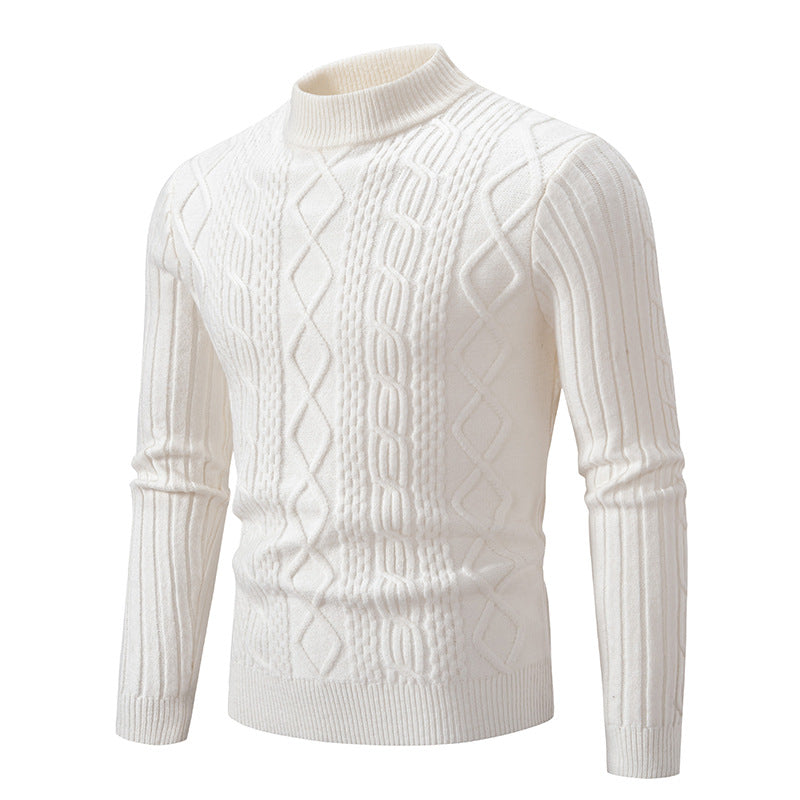 Men's knit sweater with high collar and textured pattern Lune London