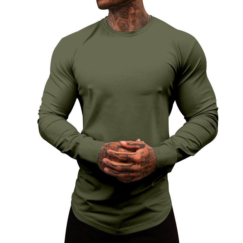 Men's Long-Sleeve Shirt Made Of Soft Stretchy Cotton Blend with Round Neckline Lune London