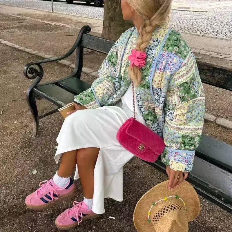 Veste kimono en patchwork pour femmes au design romantique avec poches pratiques Chic & Stil