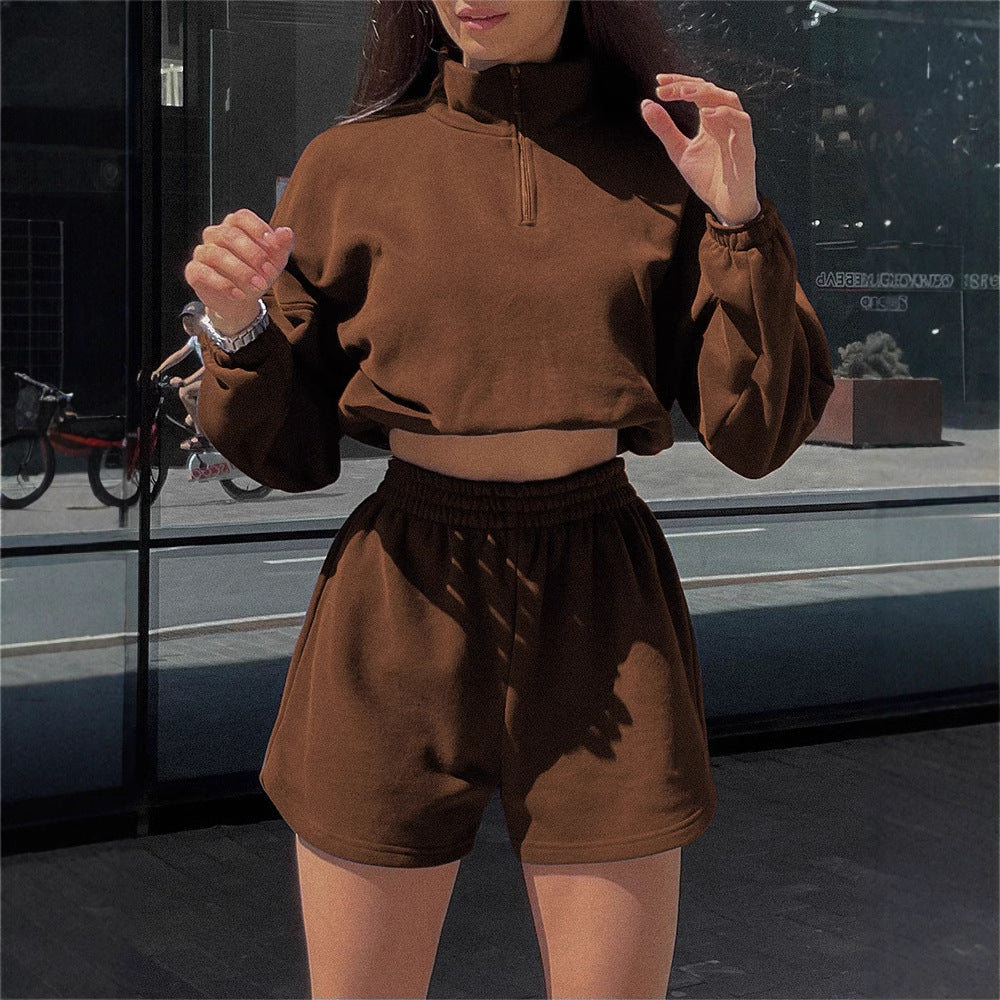 Women's sports set with cropped sweater and shorts Lune London
