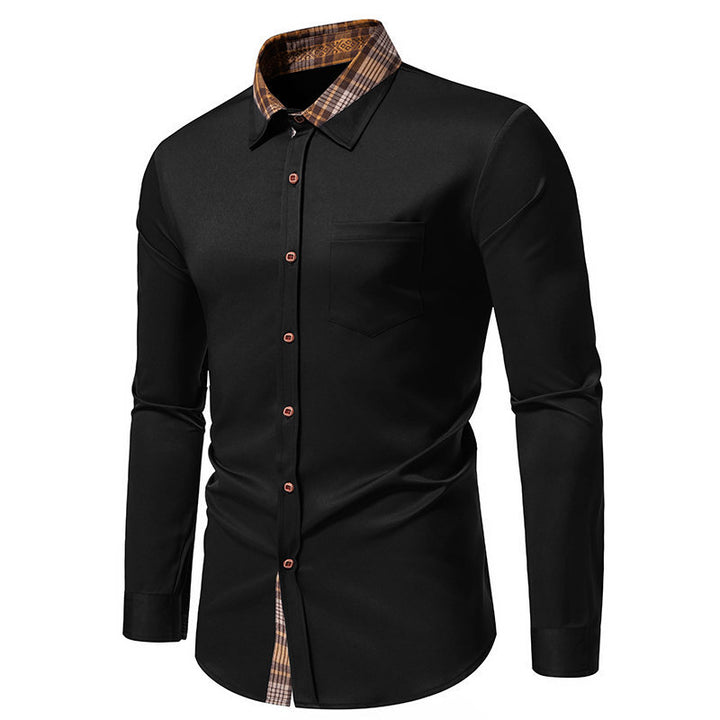 Long sleeve shirt for men with a modern checkered collar and a high-quality cotton blend Lune London