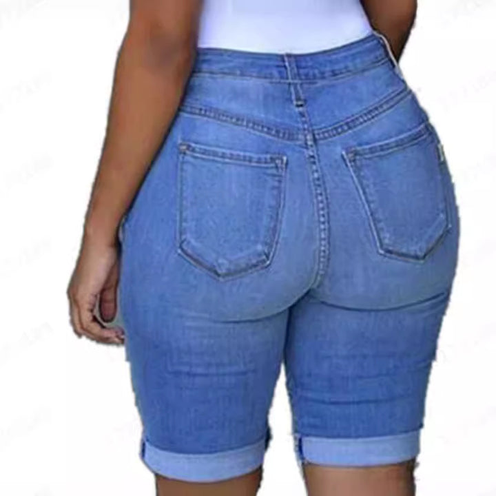 Women's destroyed denim trousers with a casual cut and trendy tear details Lune London