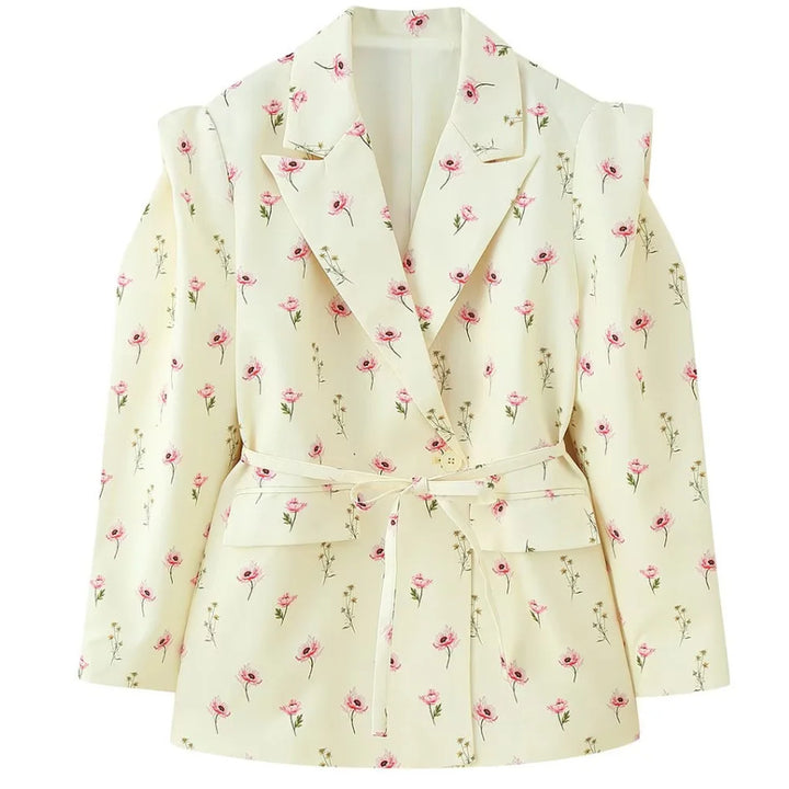 Veste blazer élégante pour femmes avec coupe ajustée et ceinture à nouer Chic & Stil