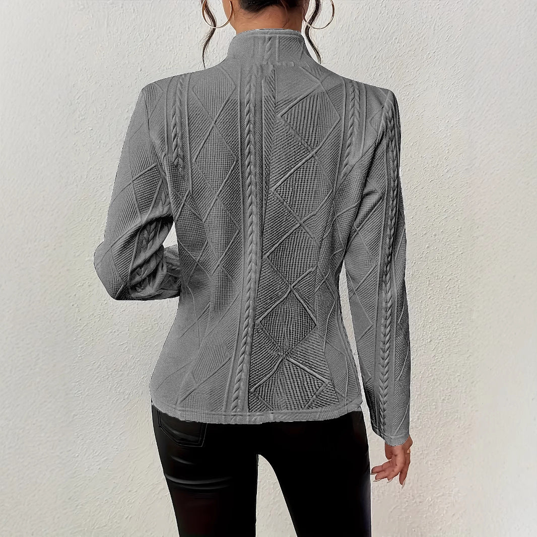 Ladies cardigan with modern cable pattern and stylish button details Lune London