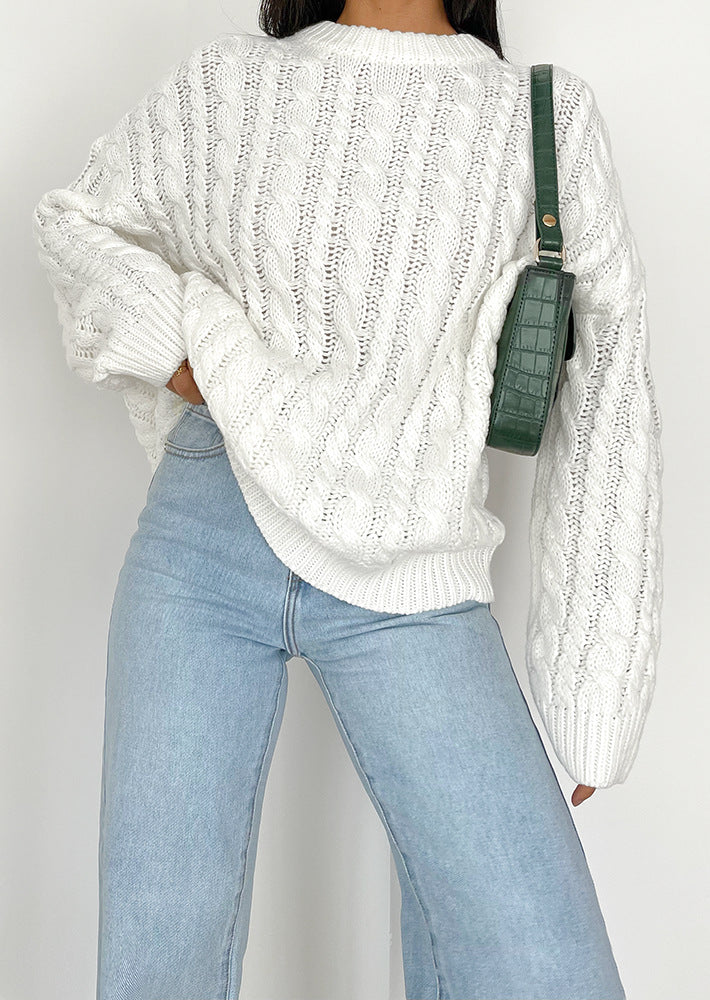 Chunky knit sweater for women with a refined twisted pattern in soft material Lune London