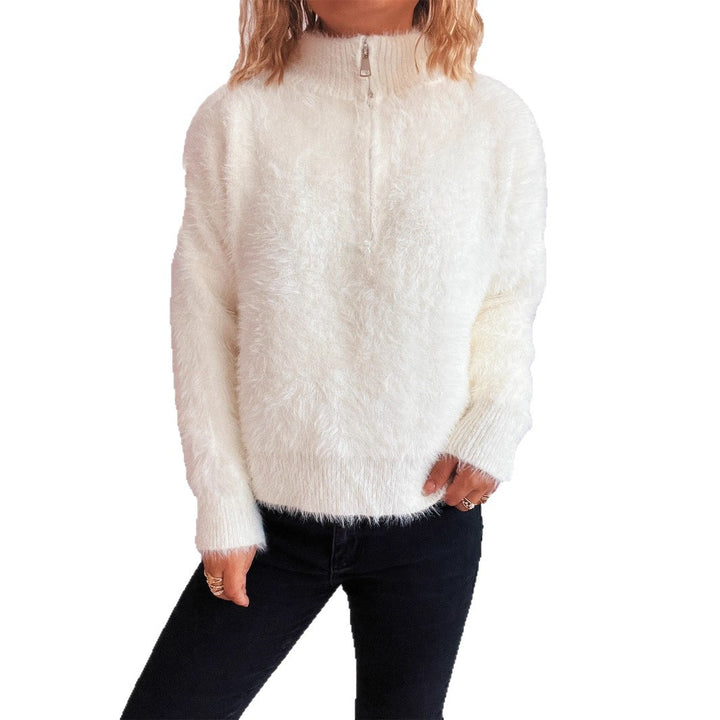 Pull confortable pour femme avec col haut et fermeture éclair Chic & Stil