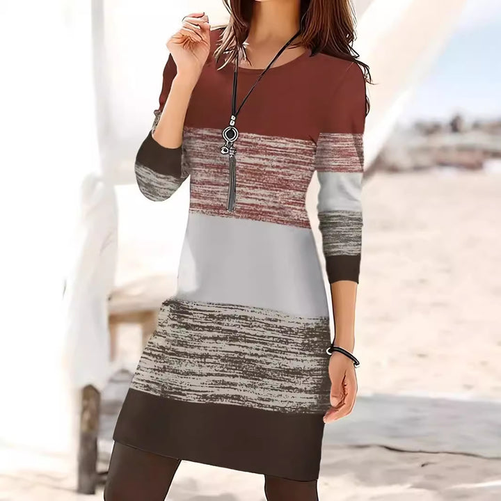 Casual women's leisure dress with graphic striped pattern and relaxed fit Lune London