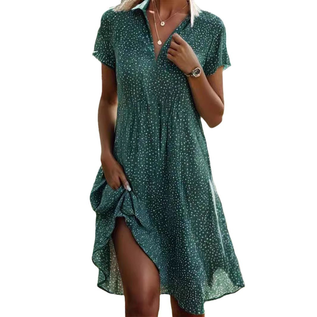 Shirt dress for ladies with polo collar and lightweight breathable fabric Lune London