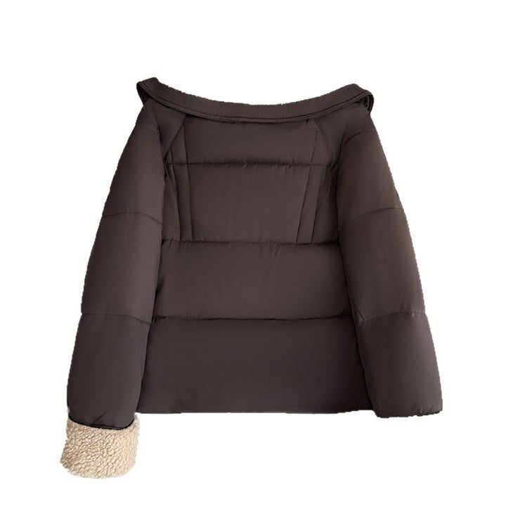 Short quilted jacket for women with an oversized fit and faux fur collar Lune London