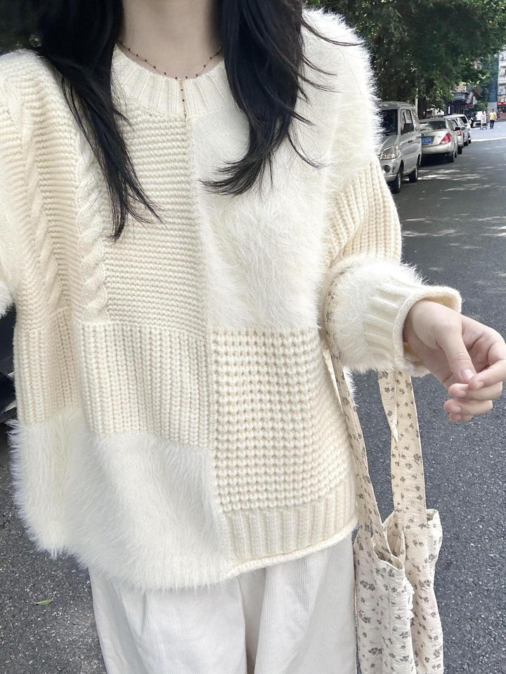 Pull en tricot épais pour femme avec textures variées Chic & Stil