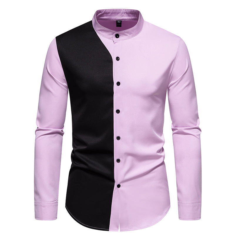Elegant long sleeve shirt for men with a nice chic color block design