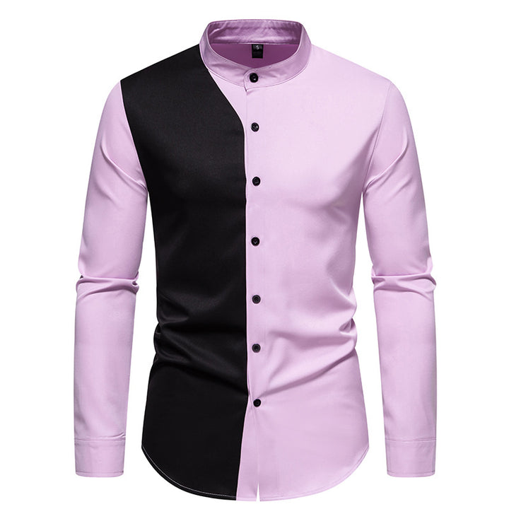 Elegant long sleeve shirt for men with a nice chic color block design