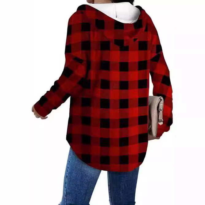 Casual plaid shirt for women with hood Lune London