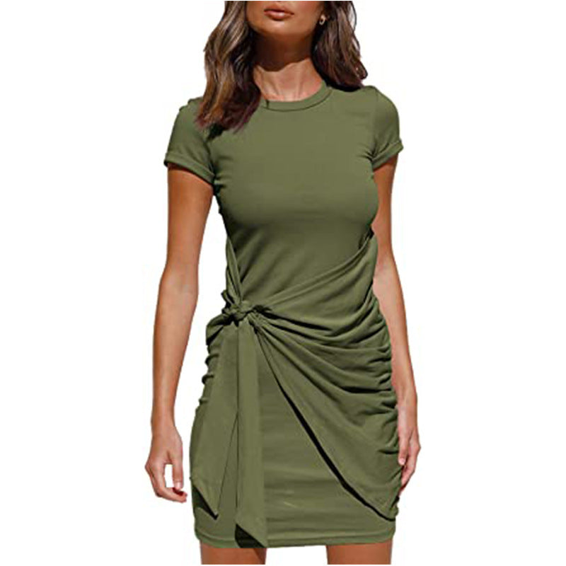 Chic and Stylish Draped Leisure T-Shirt Dress for Women