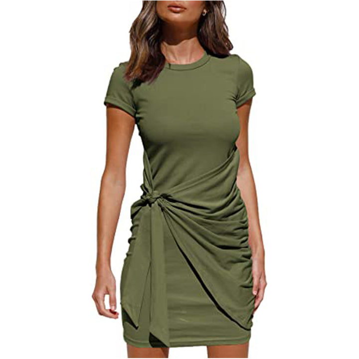 Chic and Stylish Draped Leisure T-Shirt Dress for Women