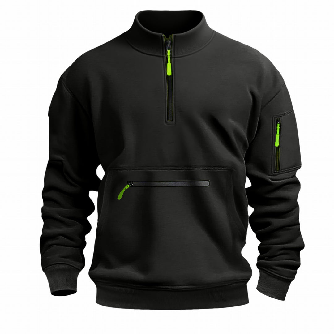 Function sweater for men with half-zip and practical pockets Lune London