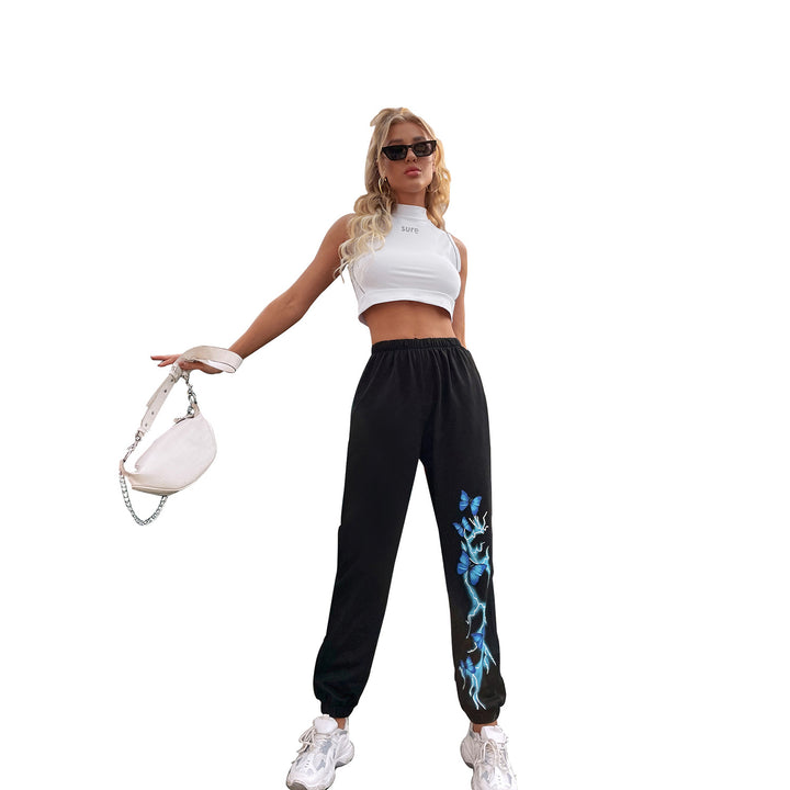 Pantalons de jogging décontractés pour femmes avec un design coloré de papillons et d'éclairs Chic & Stil