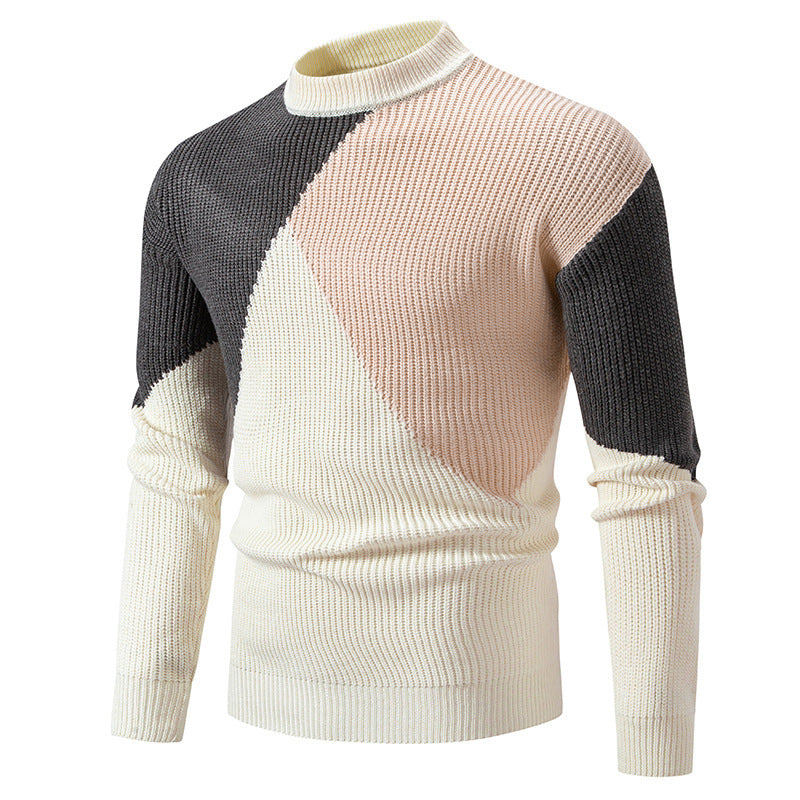 Men's high collar sweater with graphic color block design Lune London