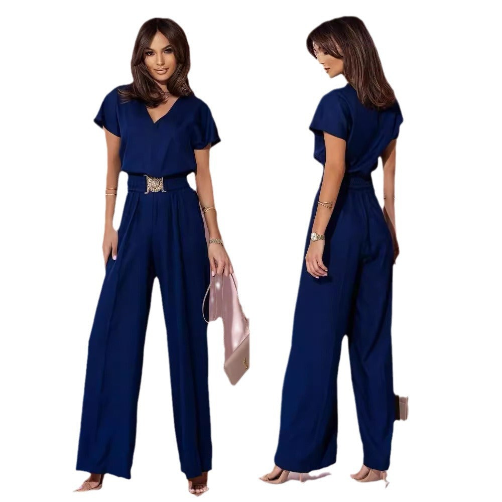Women’s jumpsuit with wide leg and belt Lune London