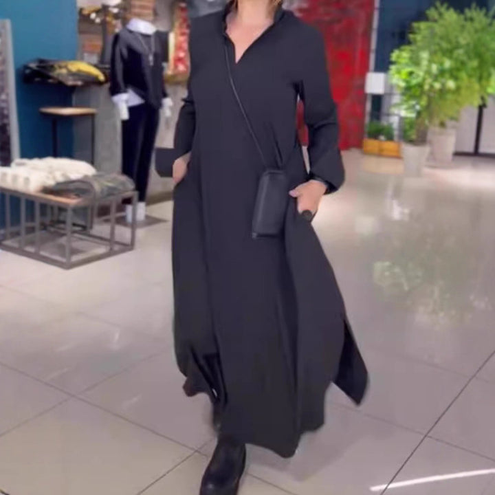 Kaftan dress for women with practical pockets and elegant collar Lune London