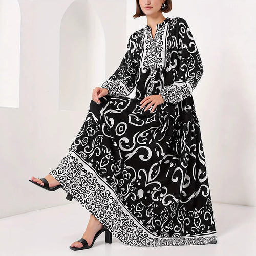 Maxi dress for ladies with artistic pattern print Lune London