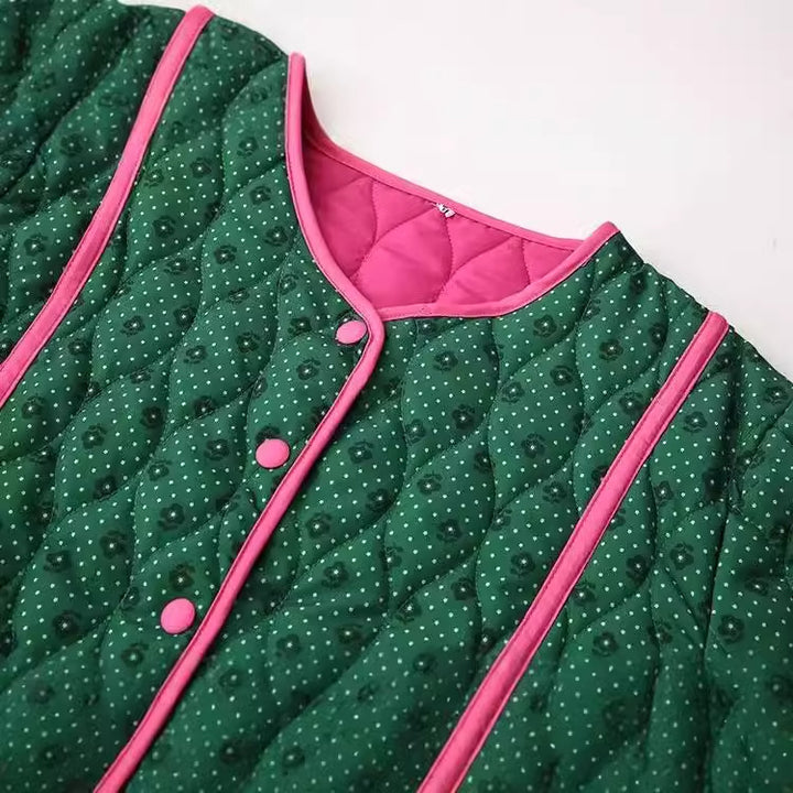 Women’s quilted leisure jacket with contrasting piping and an elegant buttonhole Lune London