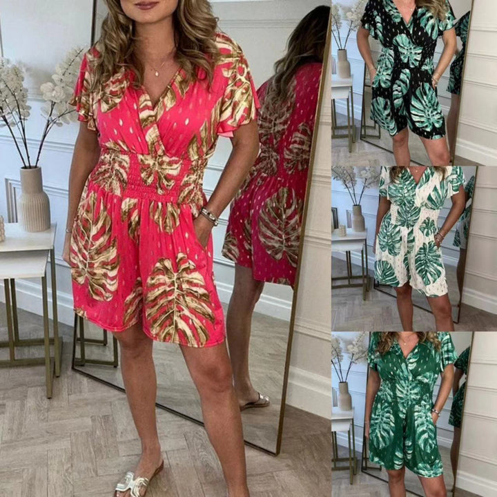 Women’s jumpsuit with floral design and elastic waist Lune London