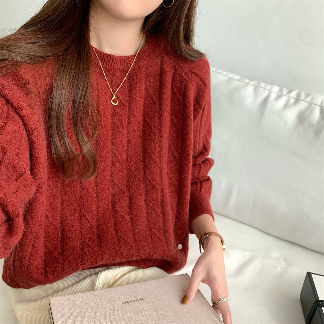 Pull en tricot épais pour femmes avec un élégant design en côtes et une coupe décontractée Chic & Stil