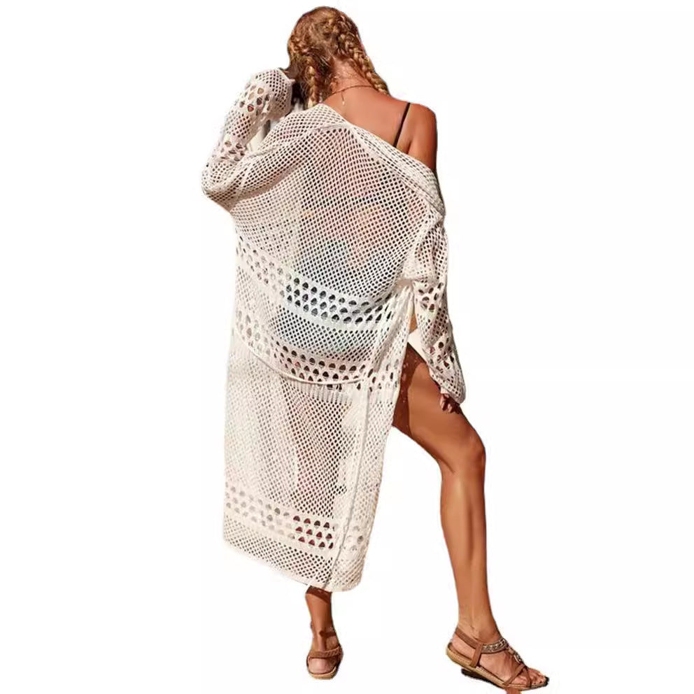 Women's cardigan with artistic crochet pattern and airy cut Lune London