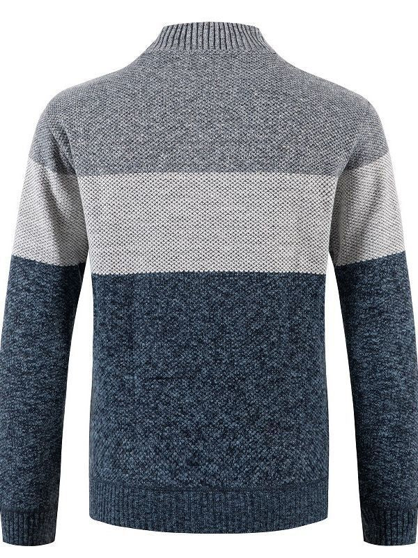 Fashionable knitted jacket for men with contrast stripes and a quilted lining Lune London