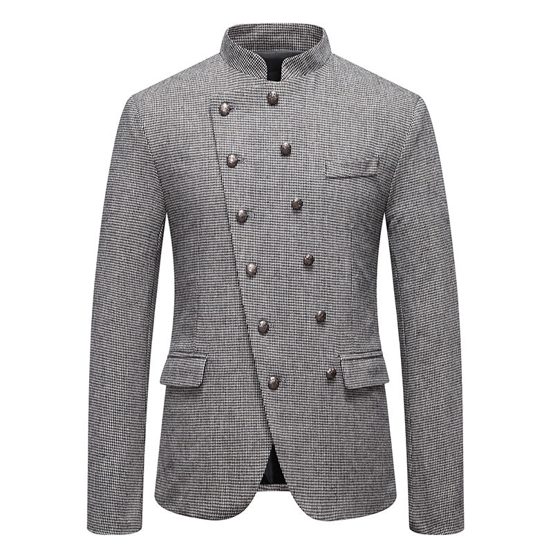 Double-breasted men's blazer with a modern plaid pattern Lune London