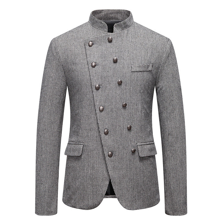 Double-breasted men's blazer with a modern plaid pattern Lune London