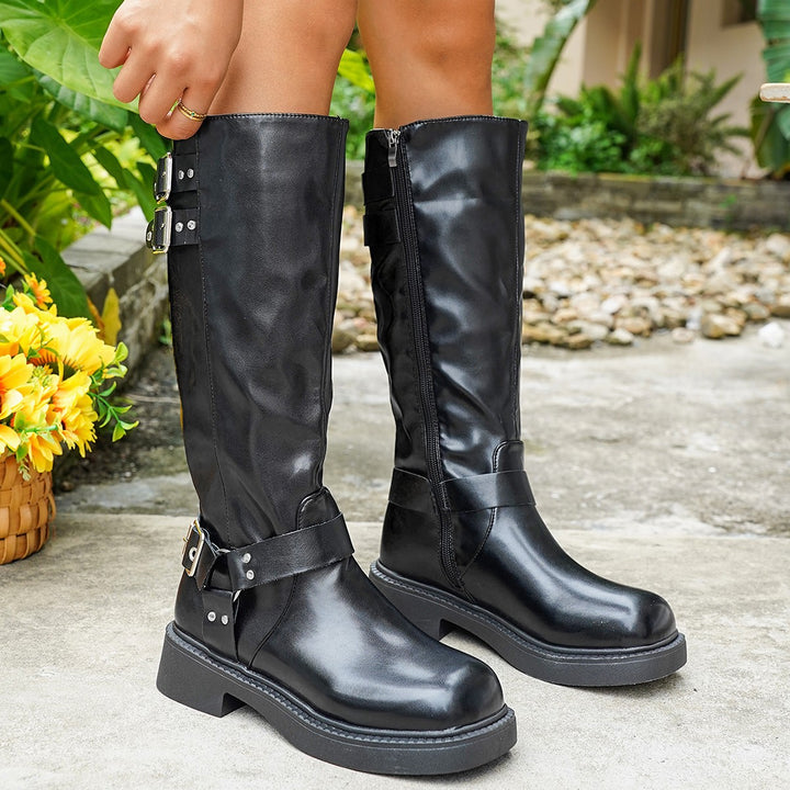 Women's boots with fashionable buckle details and a durable upper material Lune London
