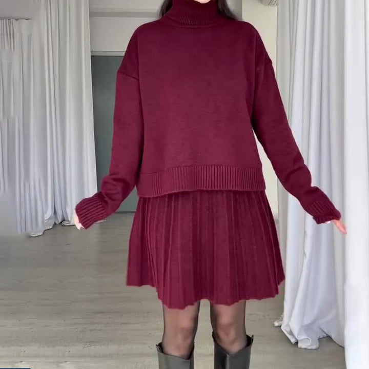 Knit dress for women with turtleneck and ribbed details Lune London