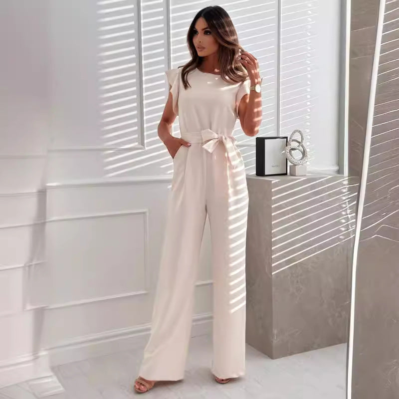 Elegant jumpsuit for women with flounced columns Lune London
