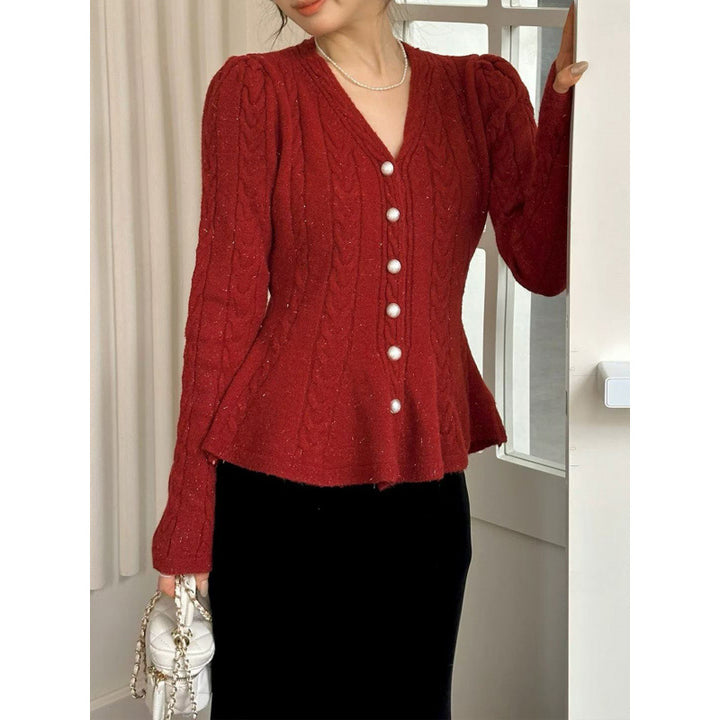 Cardigan pour femmes avec coupe ajustée et motif en corde Chic & Stil