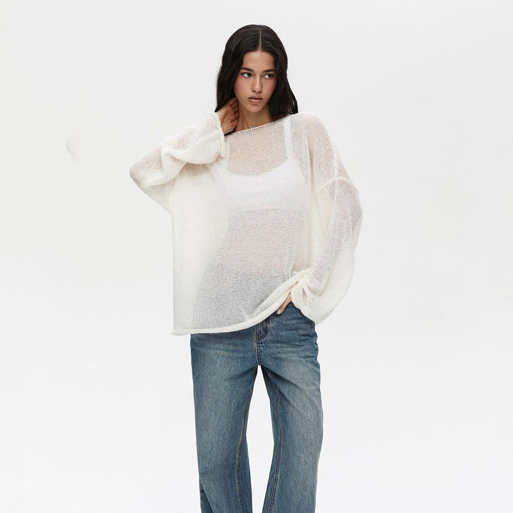 Lightweight knitted jumper for women with sheer effect Lune London