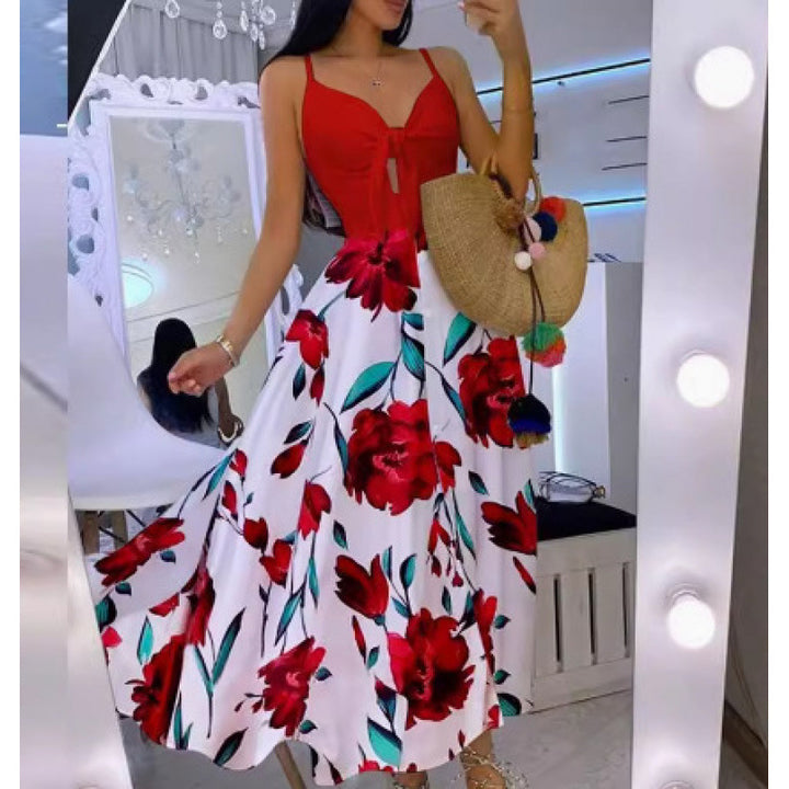 Boho-inspired maxi dress for women with chic tied detail
