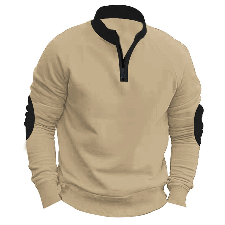 Men's sporty hoodie with top zipper and contrast patches on the sleeves Lune London