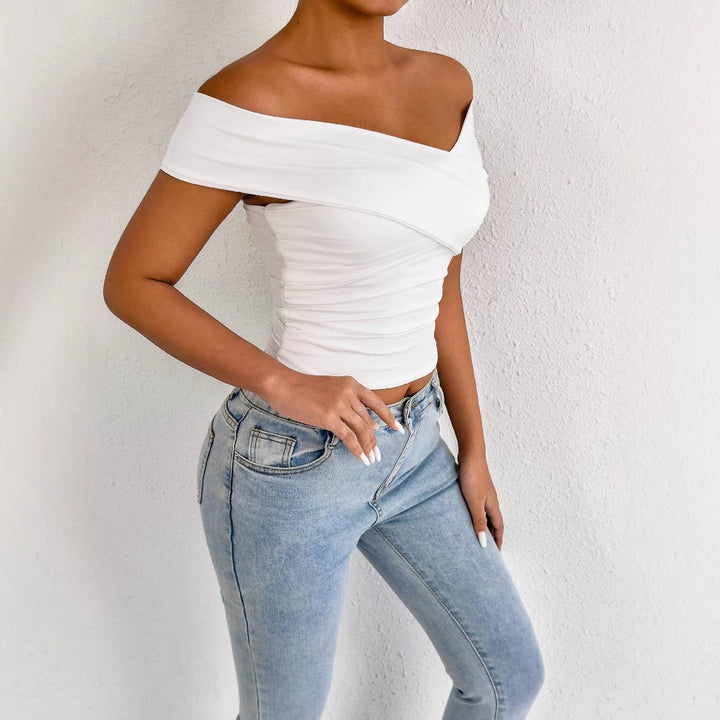 Women's off-the-shoulder top with elegant draping Lune London
