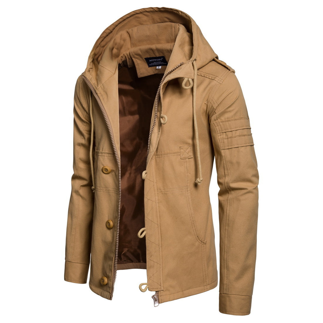 Functional outdoor jacket for men with high collar and practical pockets Lune London