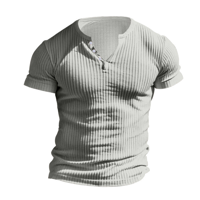 Men's Short Sleeve Henley T-Shirt with Textured Design Lune London
