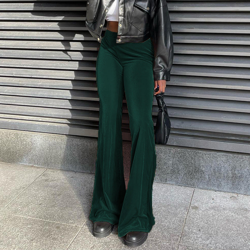Elegant high-waisted flared pants for women in smooth material Lune London